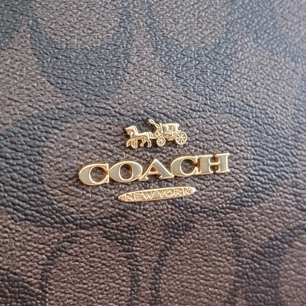 Coach C2819 Val Duffle Signature Brown Black Coated Canvas Shoulder Bag NWT